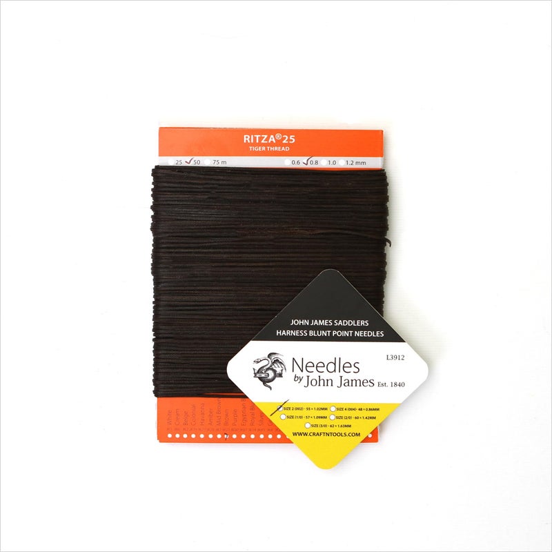Ritza 25 Tiger Thread Brown 1.0mm RITZA 25 Tiger Thread for Leather Craft | Waxed Polyester Saddlers Thread - Image 3